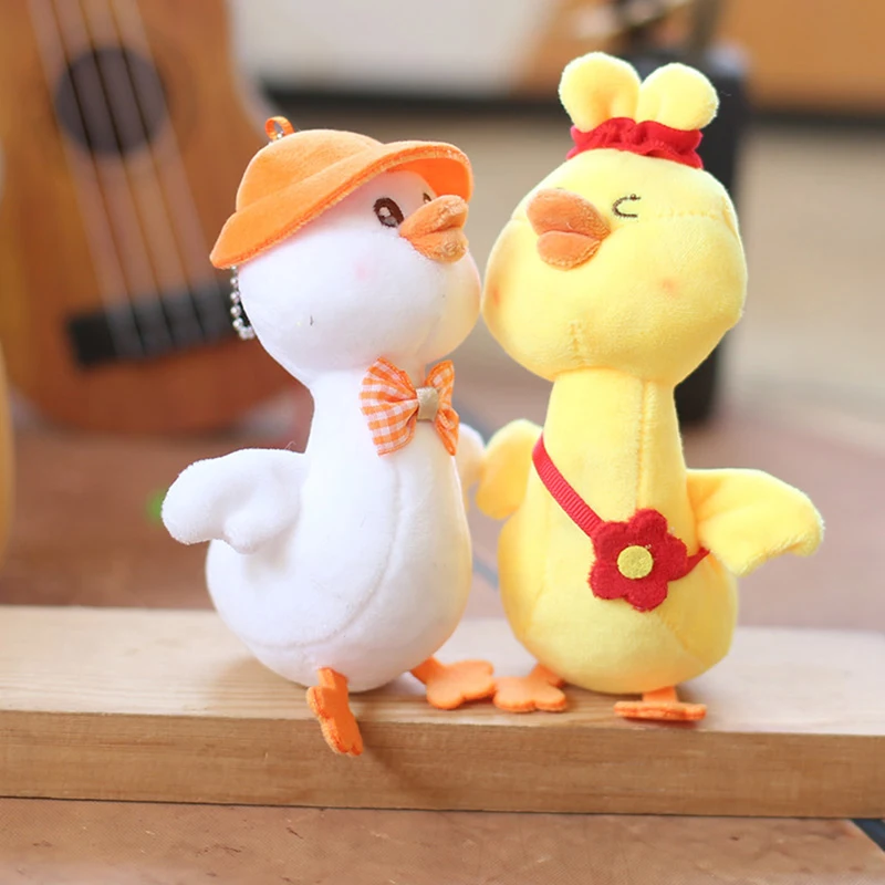 

1Pc 15cm Cute Go To School Duck Plush Stuffed Toys Cartoon Yellow Duck with Hat Bow Tie Soft Baby Doll Birthday Gift