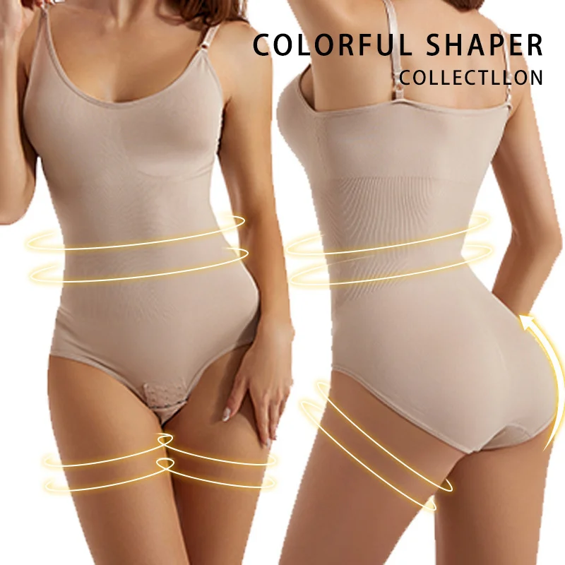 

Sexy Women Seamless Bodysuit Tummy Control Body Shaper Sleeveless Skinny Slim Thong Bodysuits Spaghetti Strap Ladies Jumpsuit