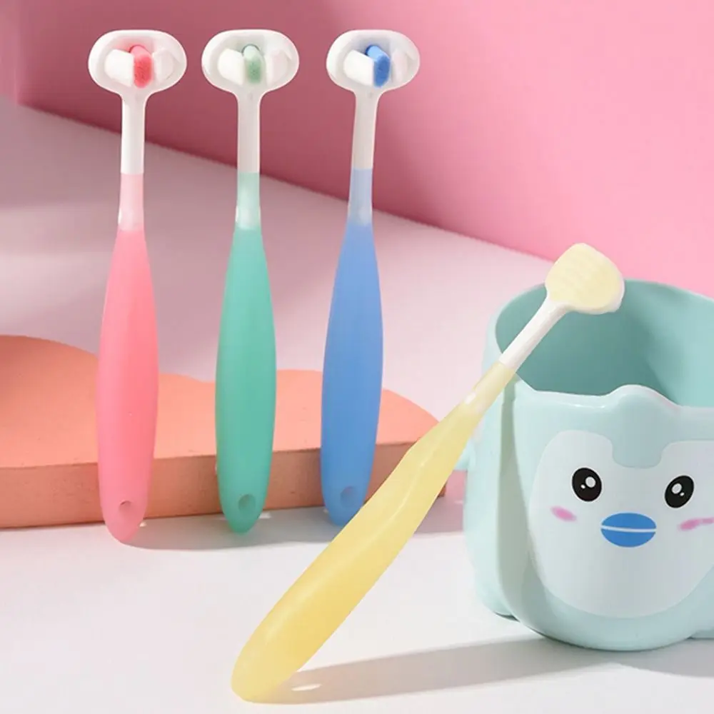 

360 Degree Three Sided Toothbrush Candy Color Teeth Clean Children Toothbrush Deep Cleaning Ultra Fine Oral Care Brush Boy Girl