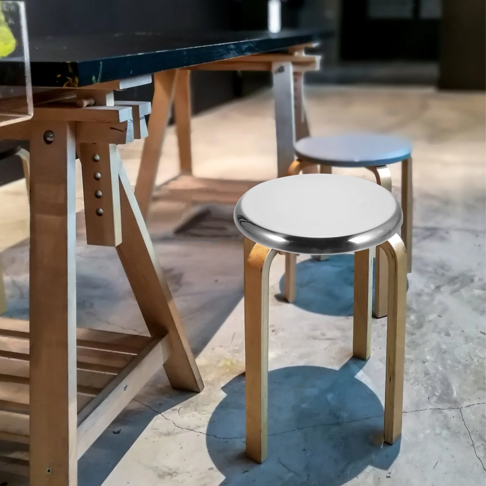 

Round Stool Metal Seat Bar Stools Supply Circle Chair Replacement Accessory Cushion Counter Stainless Steel