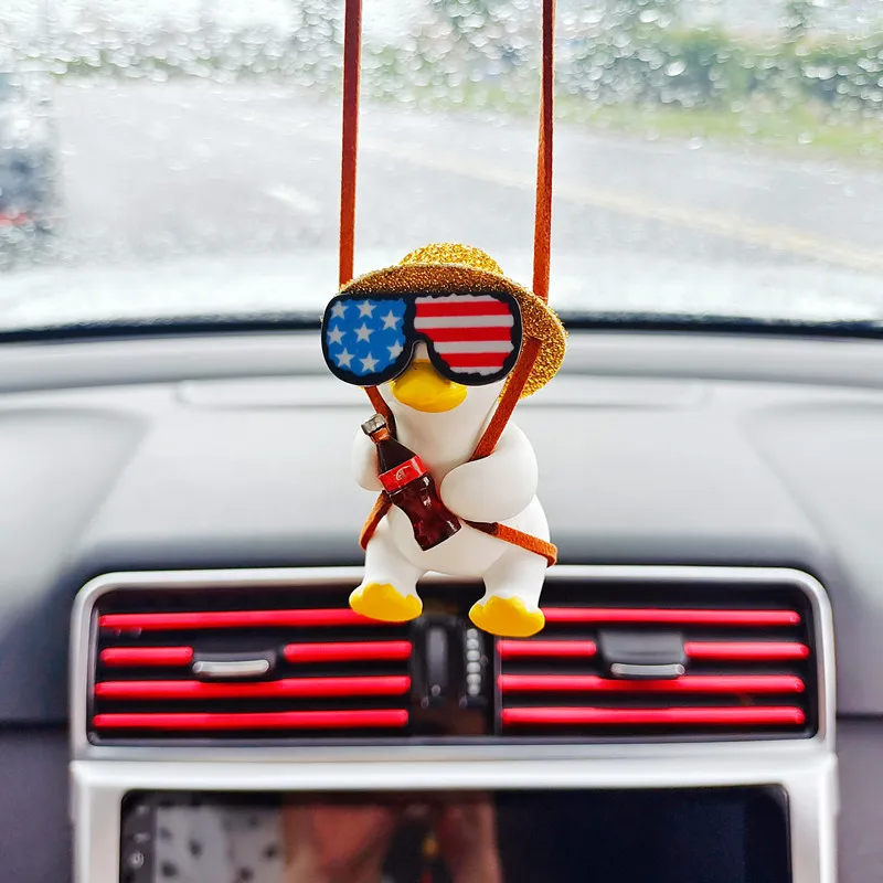 

Car Decoration Accessories Cute Cola Duck Rearview Mirror Hanging Accessories Super Cool Drinks Duck Car Pendant Mini Ducks Gift