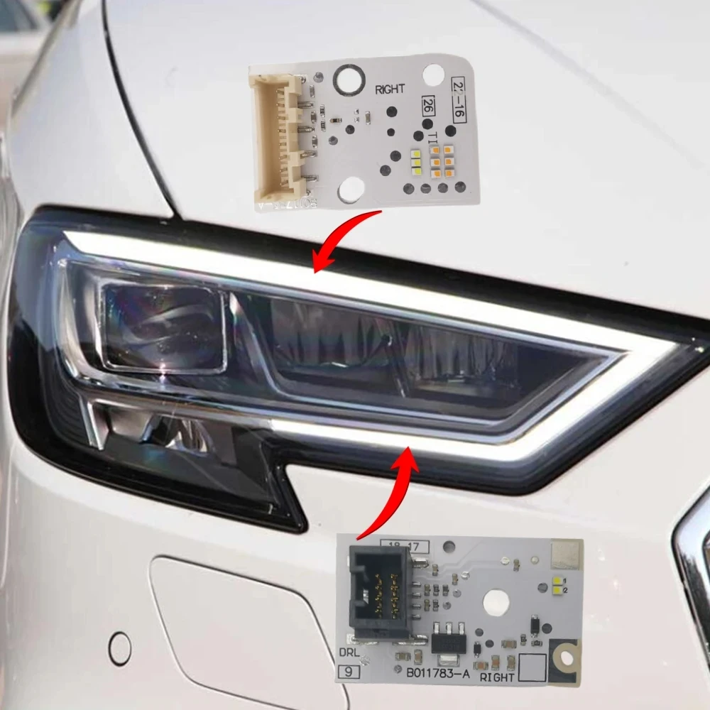 Фото Светодиодные платы без RGB DRL для 2017-2020 AUDI A3 S3 RS3, полные светодиодные фары, модули дневных ходовых огней, красный синий 8V0998473A №3