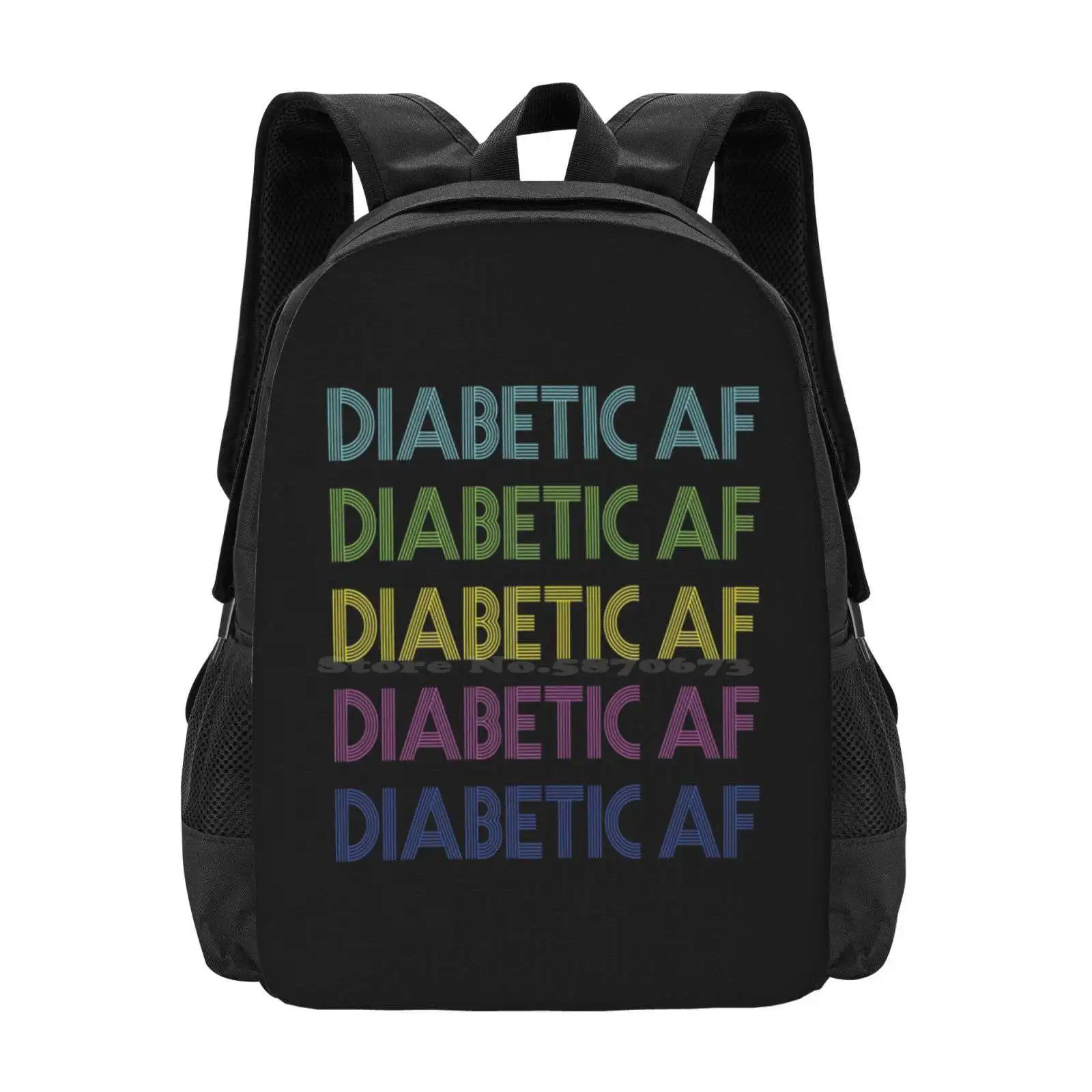 

Type 1 Diabetes T1D Diabetic School Bags Travel Laptop Backpack T1D Diabetes Retro Diabetic Funny Awareness Walk Run Fundraiser