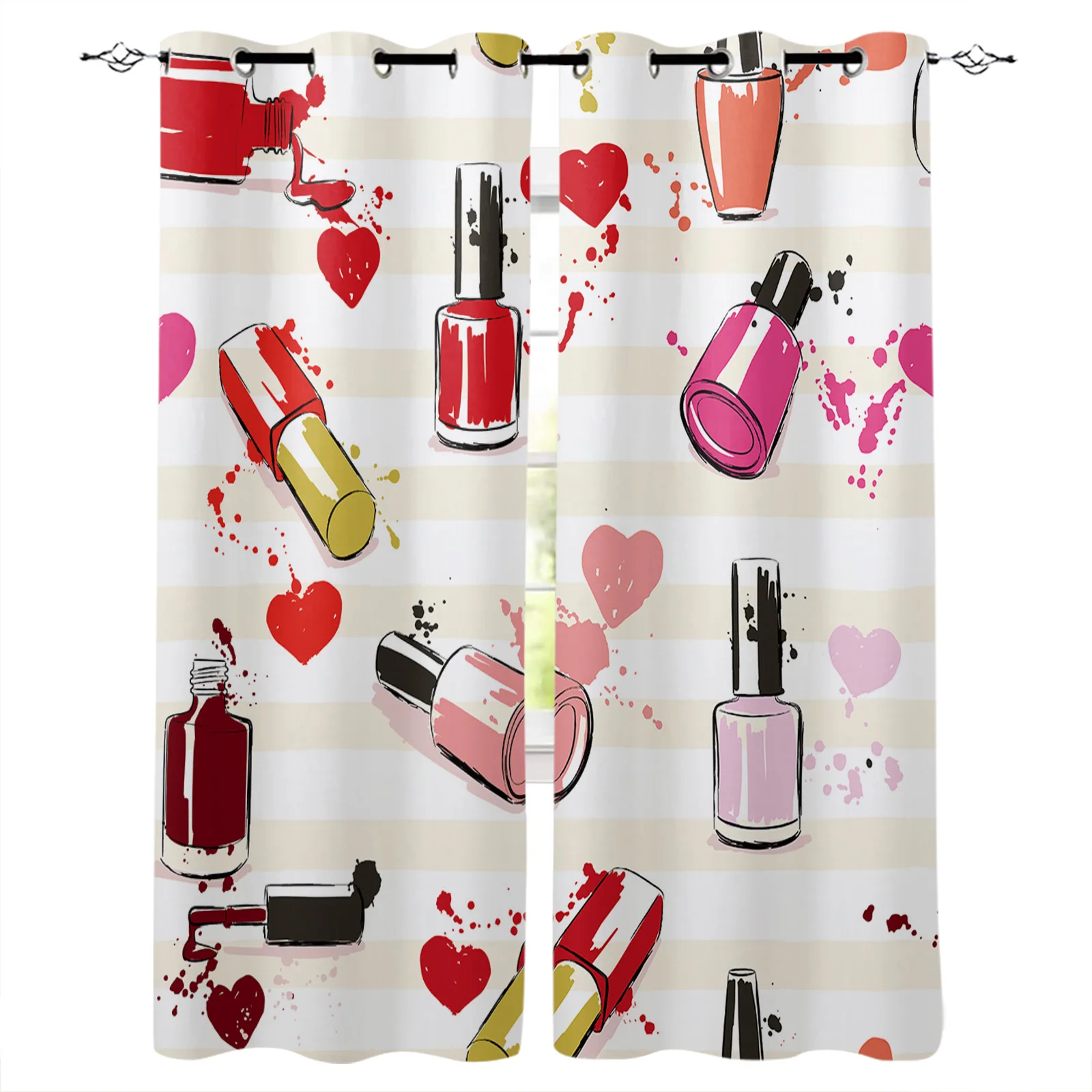 

Cosmetic Polish Female Cartoon Blackout Curtains Window Curtains For Bedroom Living Room Decor Window Treatments