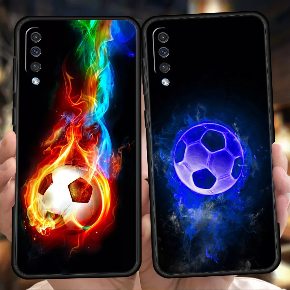 

Football Phone Case For Samsung Galaxy A12 A22 A50 A70 A20 A10 A40 A42 A52 A20S A02 A03 A04 5G Black Silicone Cover Fundas Coque