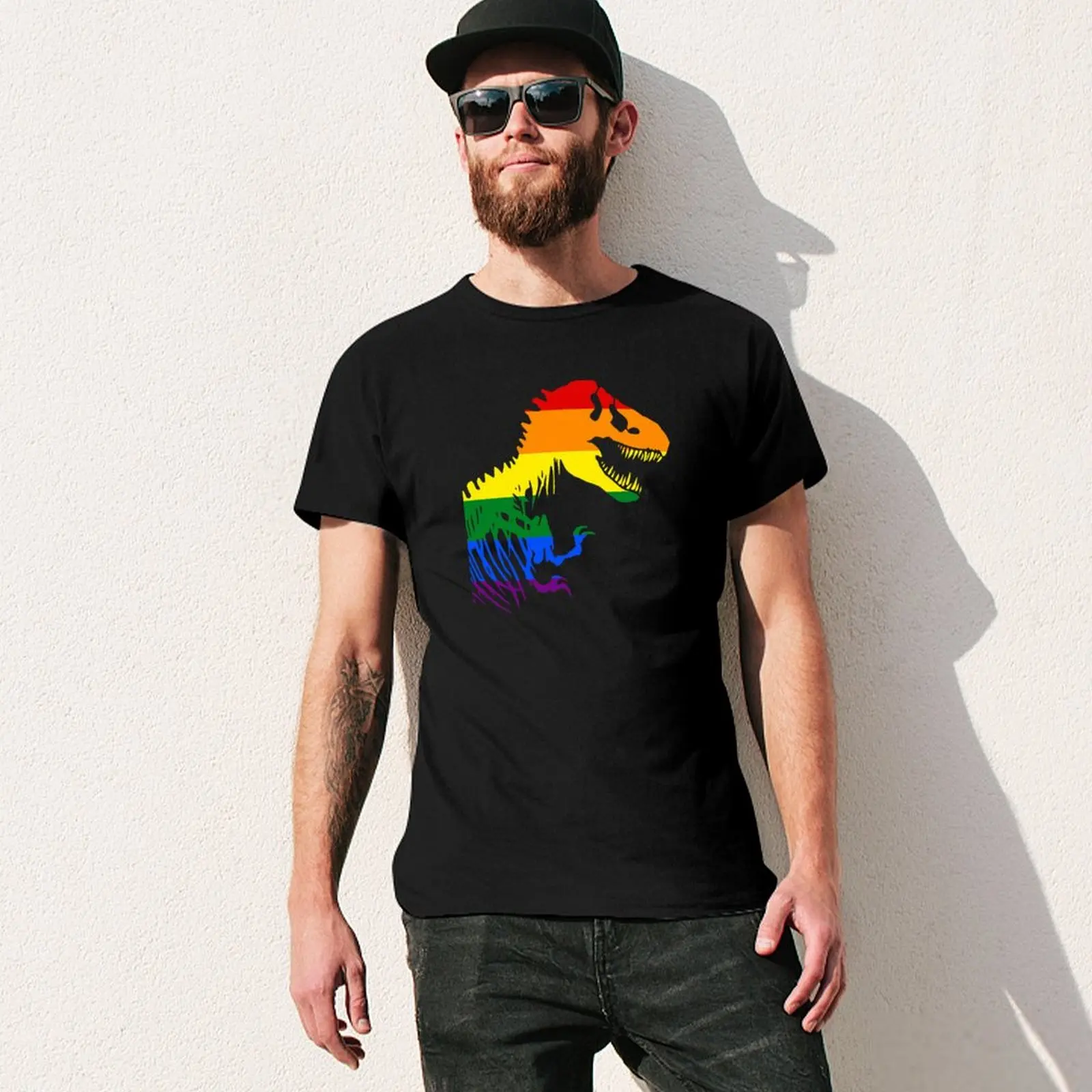 Фото ЛГБТ-динозавр T Rex National Pride March Gay Equality футболка роскошная футболка для мальчиков с животным принтом мужские футболки повседневные стильные №3