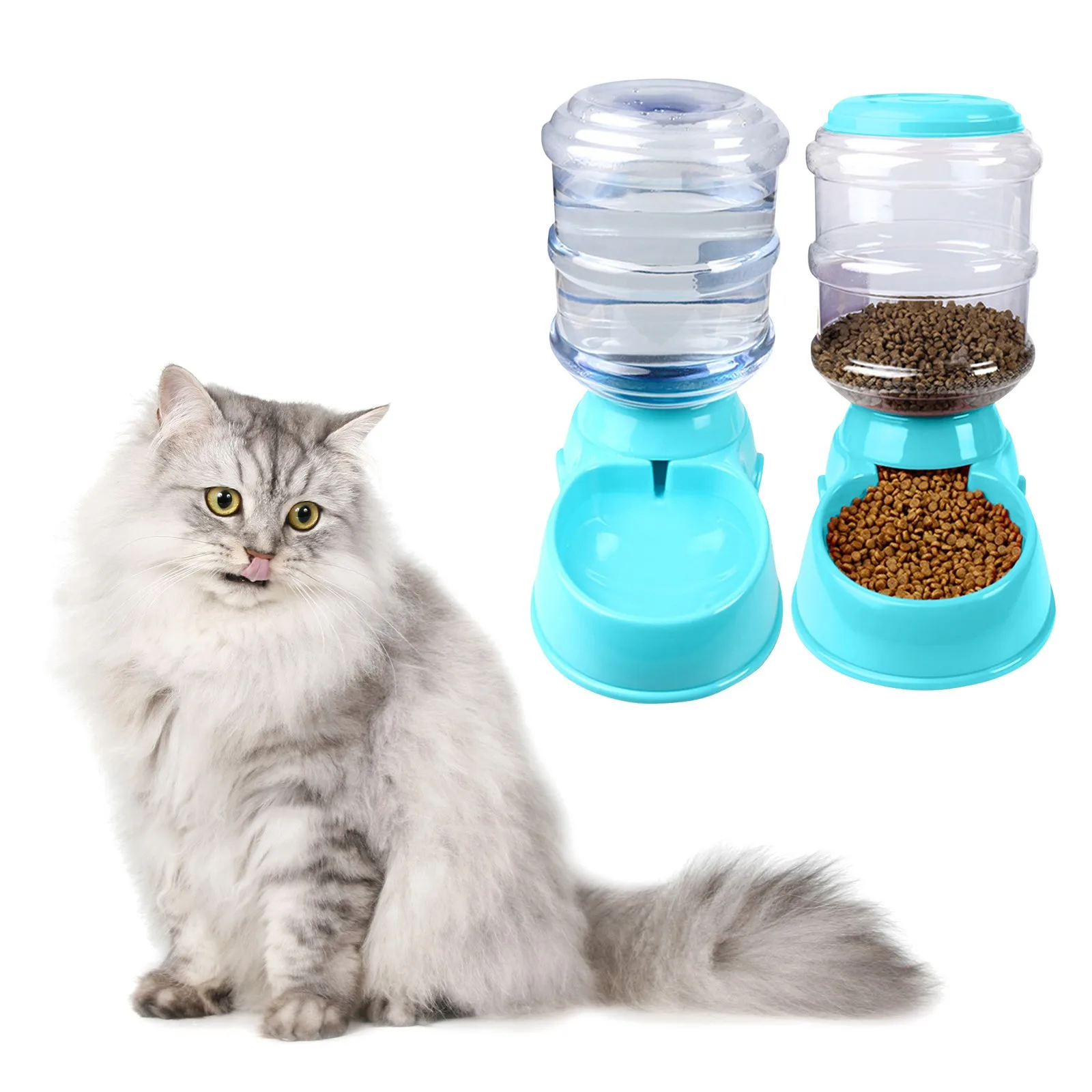 

2pc Automatic Self Dispensing Pet Feeder For Cats And Dogs 3.8l Capacity Dispenser Accessorie Pet Feeder For Dog Dry Food #30