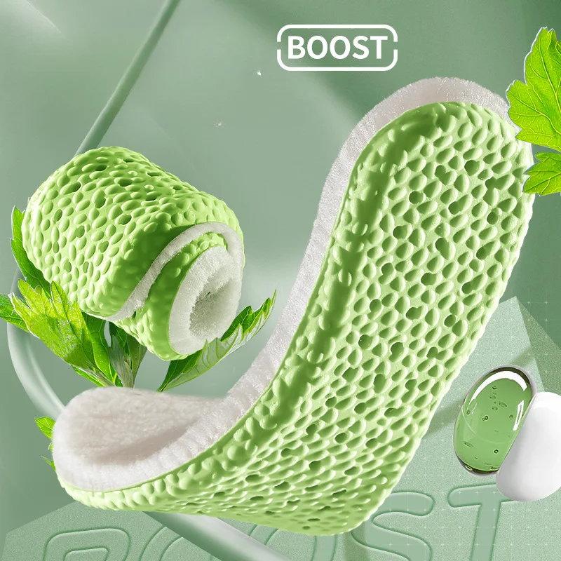 EVA Elastic Insoles for Shoes Soles Deodorant Breathable Cushion Running Sports Insoles Sweat-absorbing Fleece Insert Cushions