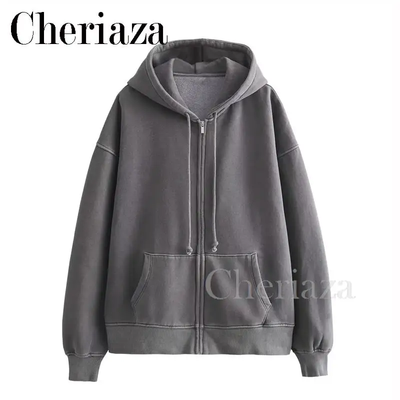 

Осенне-зимний женский однотонный Свободный кардиган на молнии