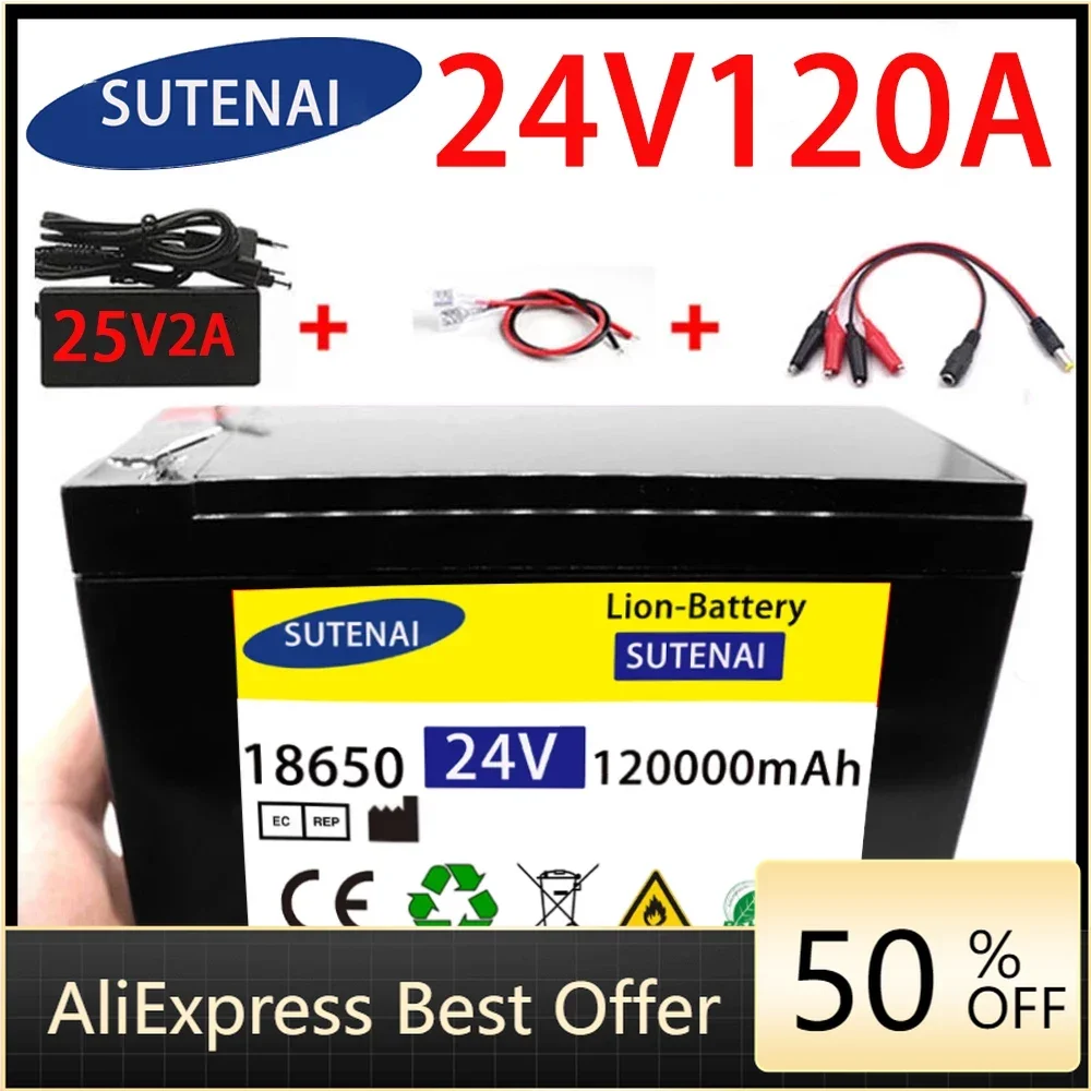 

24v 120A Li Ion 18650 Battery Electric Vehicle Lithium Battery Pack 21V- 25V 35Ah 120Ah Built-in BMS 30A High Current