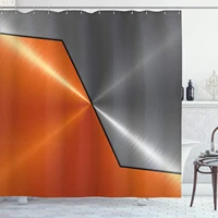 orange and grey shower curtain 3d style machinery structure image detailed vivid modern contrast colors cloth fabric