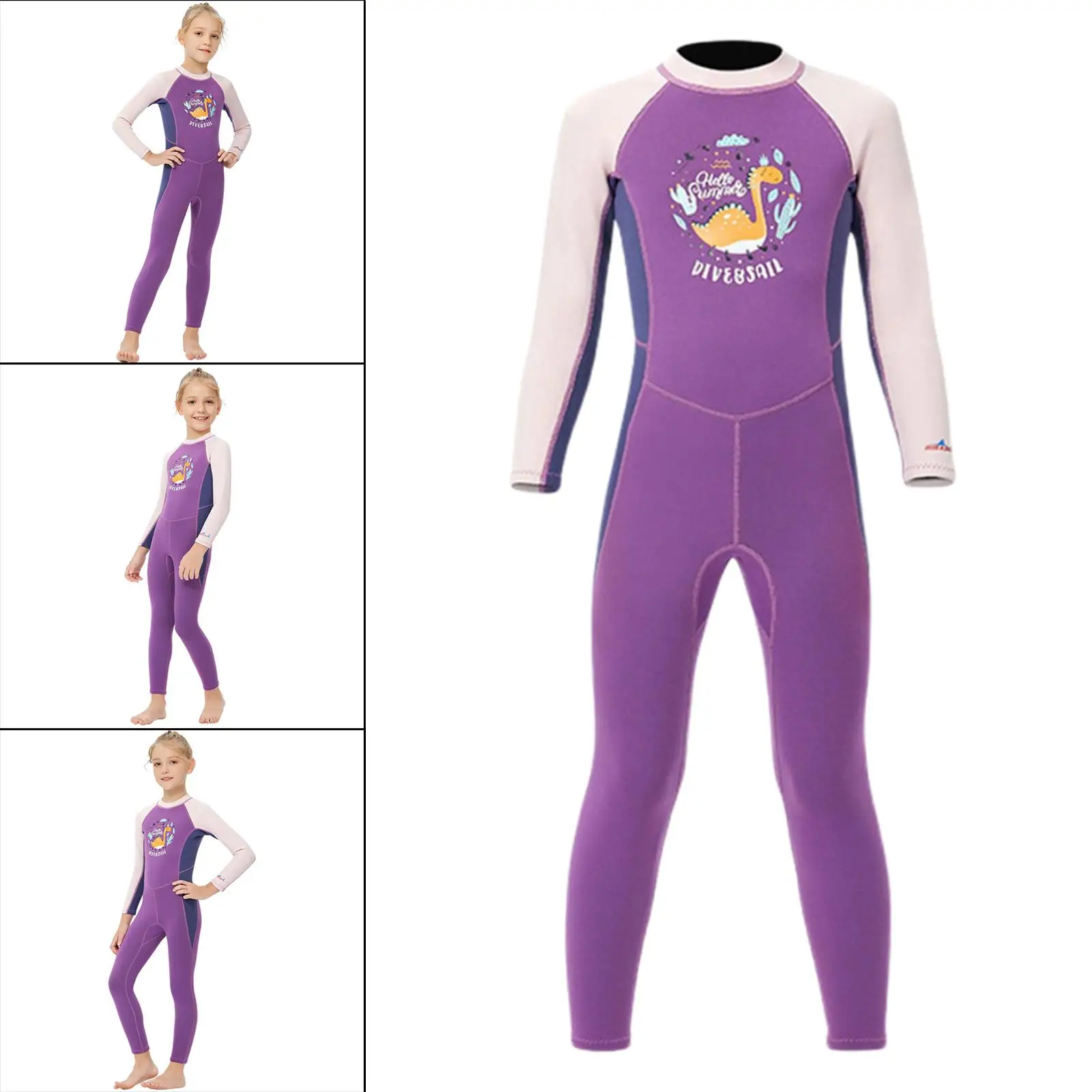 Детский гидрокостюм 2,5 мм с длинными рукавами, сохраняющий тепло и защищающий от УФ-лучей. Застежка на спине. Подходит для каякинга, дайвинга и других активных видов спорта для мальчиков, девочек и малышей.