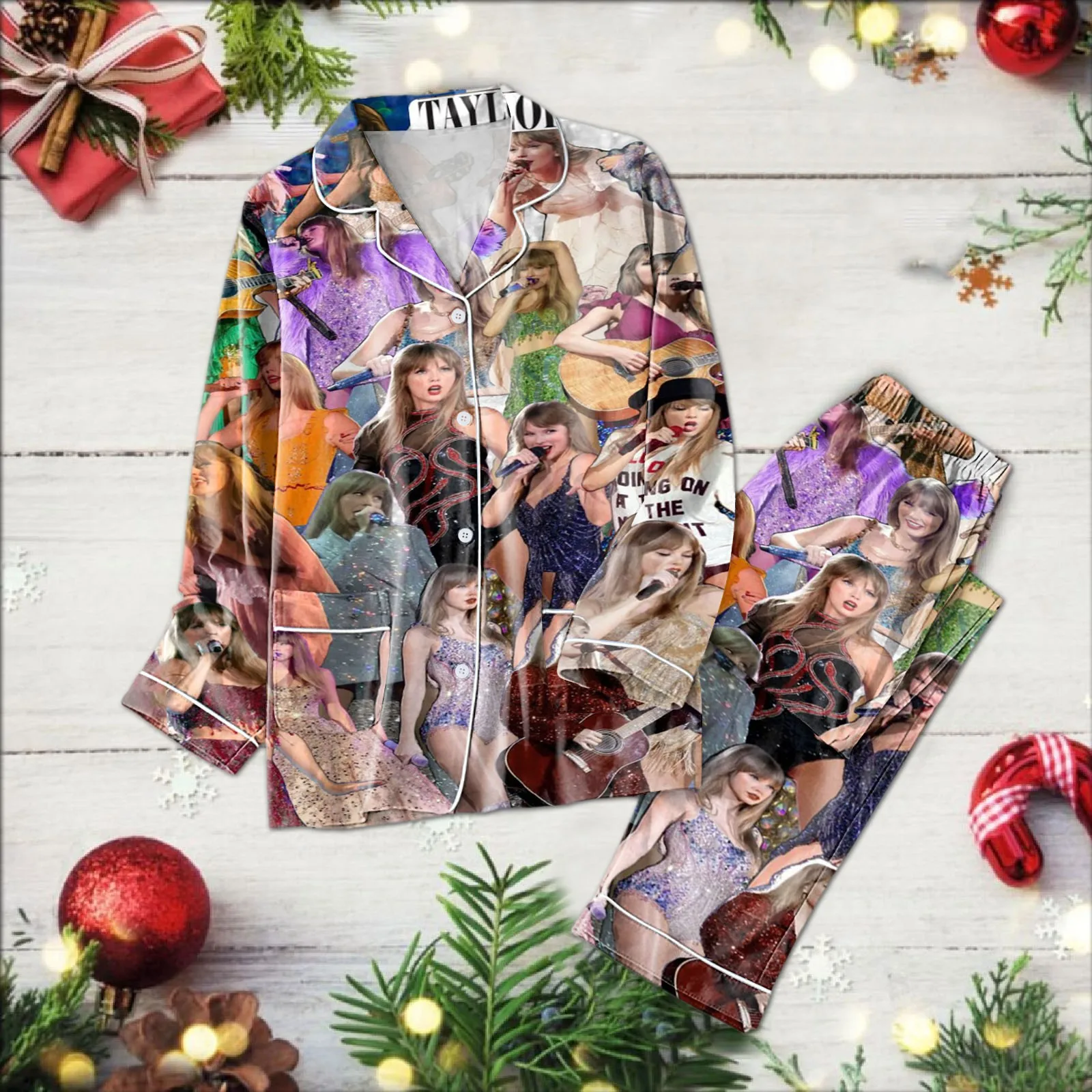 

Одежда для сна, рубашки и брюки, комплект с длинным рукавом, брюки, футболка, пижамный комплект, домашняя одежда для отдыха, Рождественская Пижама