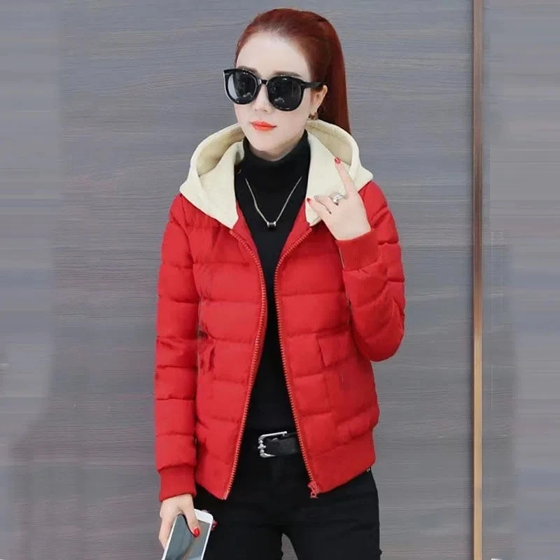 Down Cotton Jacket Women 2022 Autumn Winter New Fashion Slim Student Padded Coat Female Casual Hooded Thick Large Size Parkas