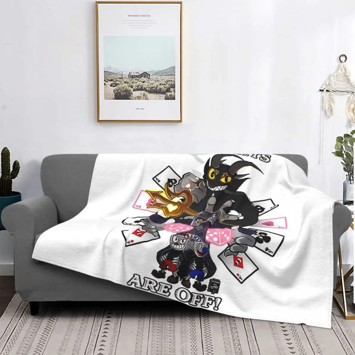 

Игровое одеяло Cuphead Кала Мария, Фланелевое украшение, все ставки выключены, переносное домашнее покрывало