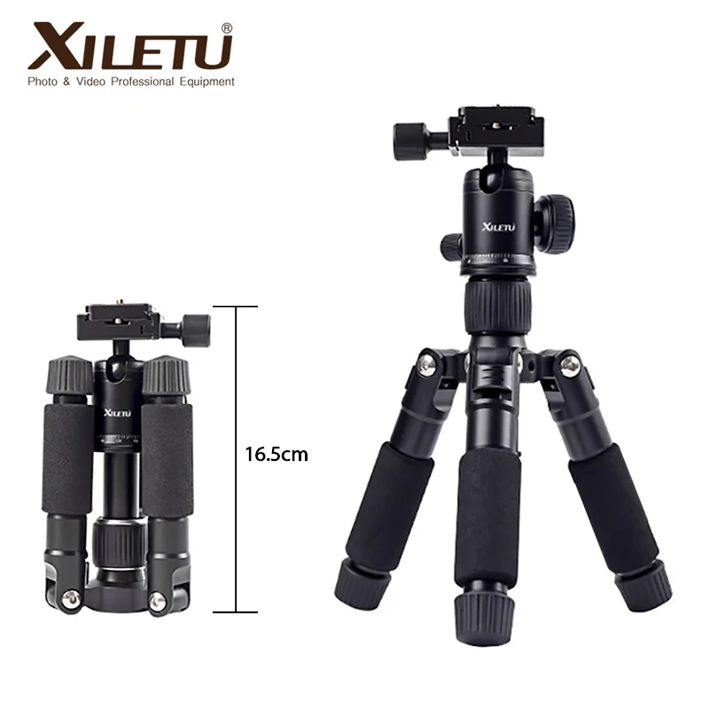 Профессиональный настольный мини-штатив XILETU, легкий портативный штатив для путешествий на открытом воздухе с шаровой головкой для DSLR-камер