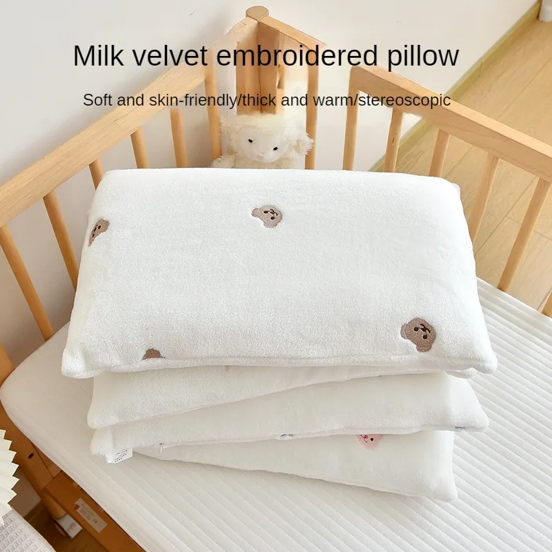 

Baby Pillow Newborn Cotton Bear Embroidery Pattern Pillows & Pillowcase Sweat-absorbent and Breathable Infant Bedding 30x50cm