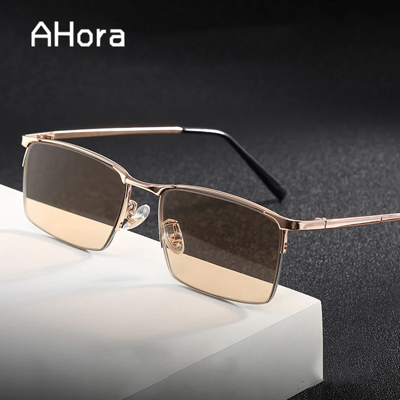 

Ahora Glass Brown Lens Reading Glasses Half Frame Scratch-Proof Presbyopia Glasses Anti Blue Light Eyewear Diopters +1.0 to +4.0