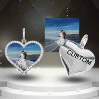 hip hop custom made photo heart medallions iced out bling aaa cubic zircon personalized necklace pendant for men jewelry