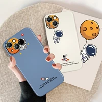 planet astronaut for apple iphone 13 12 11 pro max mini xs xr x 8 7 6s 6 plus liquid silicone soft phone case coque