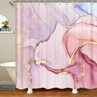 chic girly marble curtain marble printed shower curtain pink gold glitter marble abstract art bathtub shower curtains set