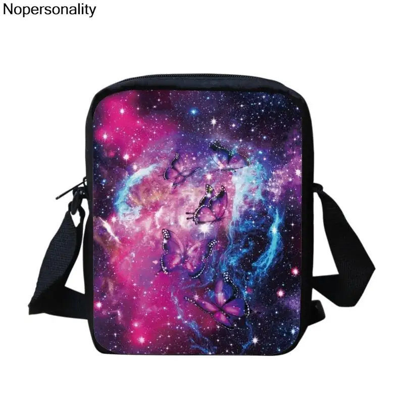 

Мини-сумка-мессенджер Nopersonality для студентов, школьный ранец через плечо с галактикой и бабочкой, женский рюкзак для хранения