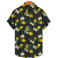 2022hawaiian shirt 3d printing mens and womens fruit pattern short sleeve unisex loose beach vacation fashion casual tees tops