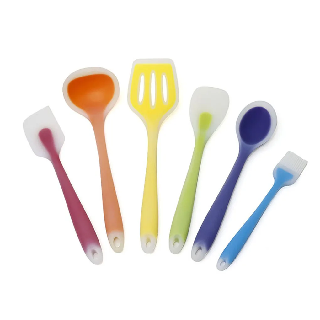 

6pcs Silicone Spatula Set Barbecue Oil Cream Cooking Baking and Mixing Non-Stick Kitchen Spoon Utensils Kit