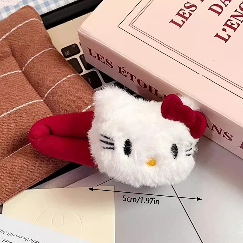 Sanrio с леопардовым принтом черная кожа кольцо для волос Hello Kitty заколка осень-зима