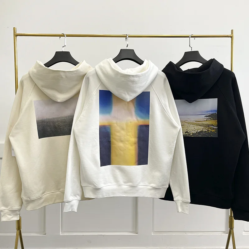 

ESSENTIALS Fw21 Fashion High Quality Men's Sweatshirt Hoodie Back Landscape Print Hip Hop Loose Unisex Cotton Hoodie