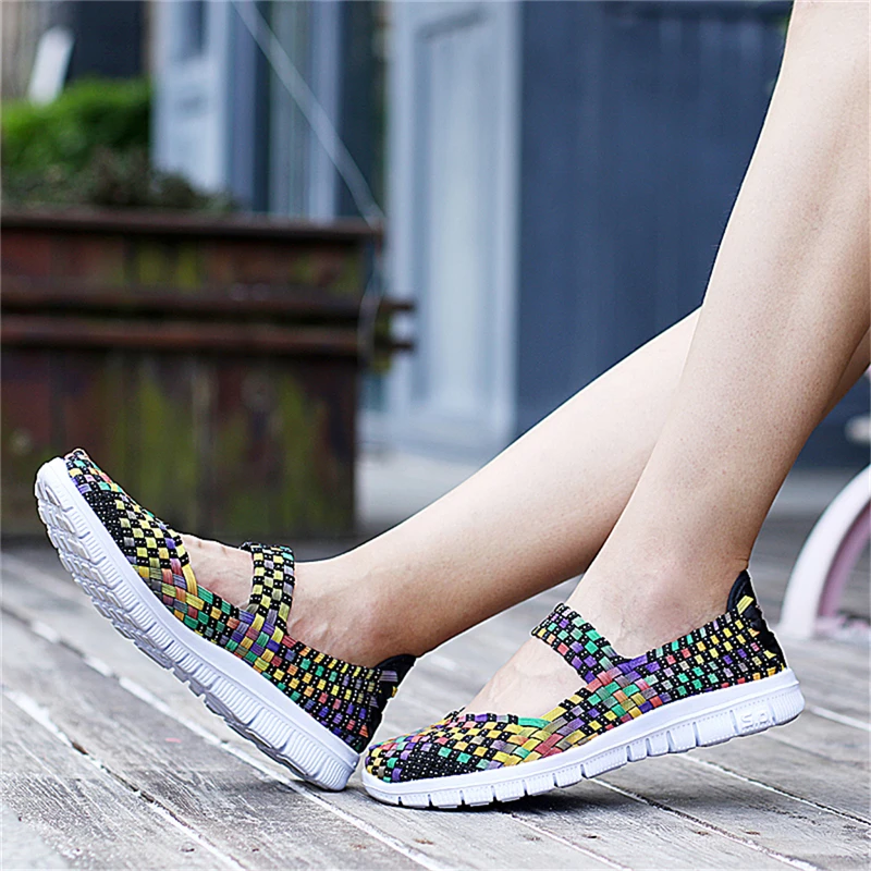 Women's Sandals Breathable Trekking Sandals Slip-on Light Weight Loafers Walking Woven Shoes