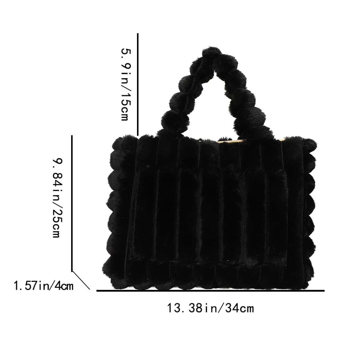 2024 Зимняя сумка Большая плюшевая сумка-тоут для женщин Модная пушистая ручная