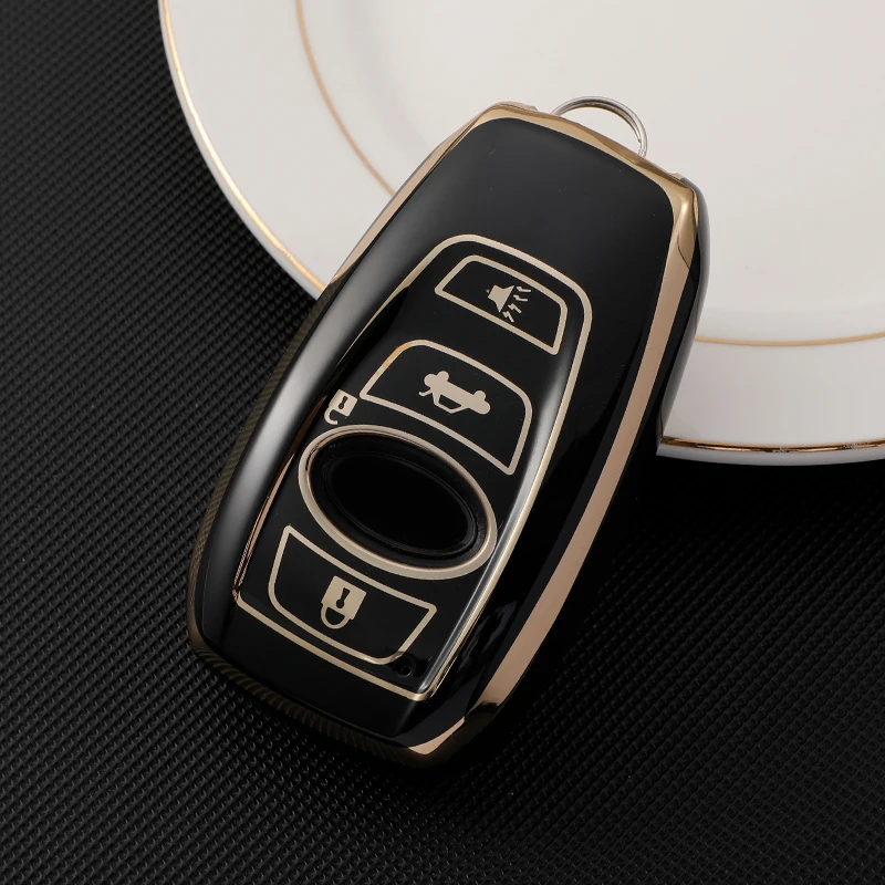 

Чехол для автомобильного ключа с золотыми краями из ТПУ, чехол для Subaru BRZ XV Forester Legacy Outback, защитный чехол, держатель, аксессуар для ключей