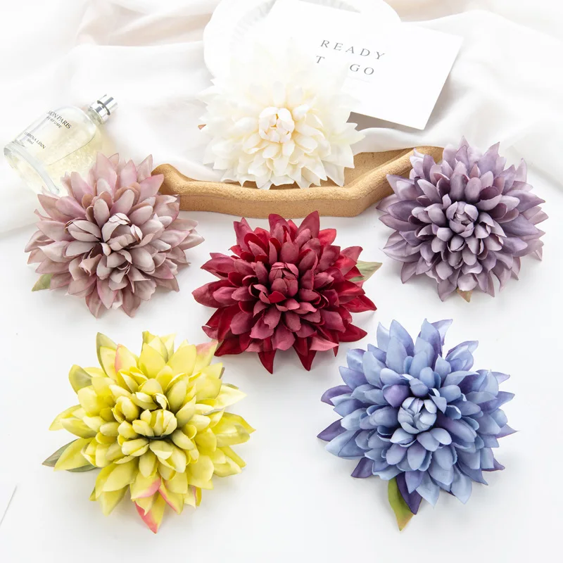 

5pcs 12cm Artificial Dahlia Flower Head Diy Handmade Wedding Set Silk Fake Flower Home Decoration Shooting Props