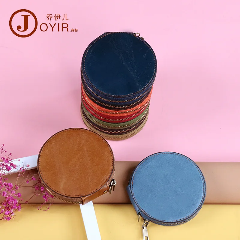 Cute Little Zero Wallet Vintage Genuine Leather Round Storage Headband Layer Cowhide Casual Handheld Small Wallet