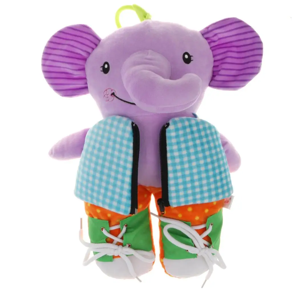 

Children Preschool Plush Animal Soft Doll Learn to Dress Educational Toy Playset
