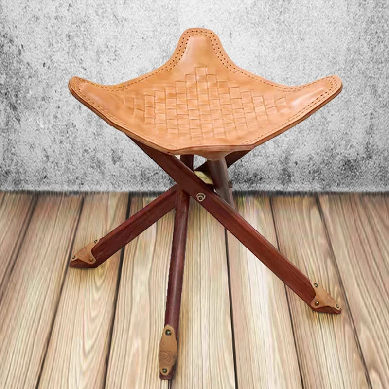 Мебель из воловьей кожи табурет винтажный складной стул для крыльца смены обуви
