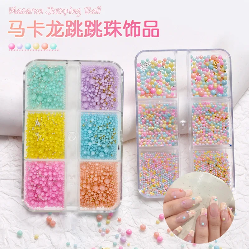 

1Box 3D Nail Parts Bead Kawaii Macaron Jumping Ball Nail Supplies Decoration Manicure Micro Caviar Jewelry Charms Press on Nails