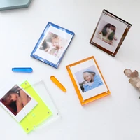 sharkbang 3 inch acrylic photo frame transparent cards display stand magnetic desktop decor new card holder home decoration