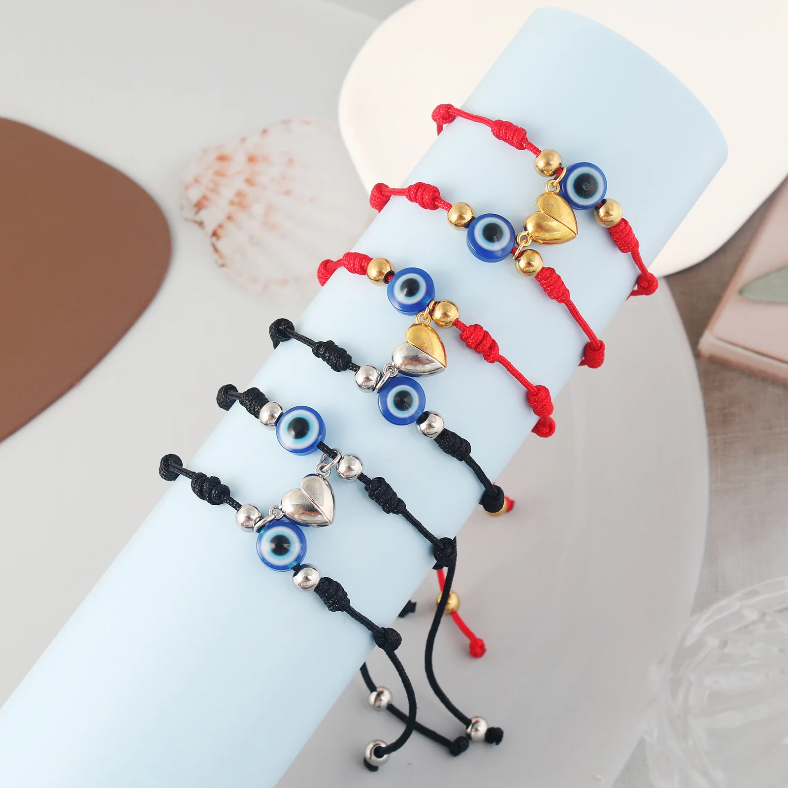 

Fashion Devil Evil Eye Bracelet Colored Beads for Women Handmade Braided Rope Thread Lucky Couple Lover Jewelry Gift 2022