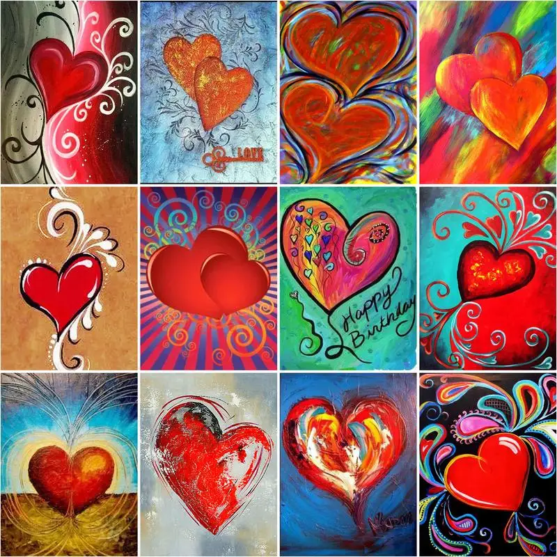 

GATYZTORY Painting By Numbers Red Cartoon Heart Pictures By Number For Adults Home Decoration Love Diy Modern Art Home Decor
