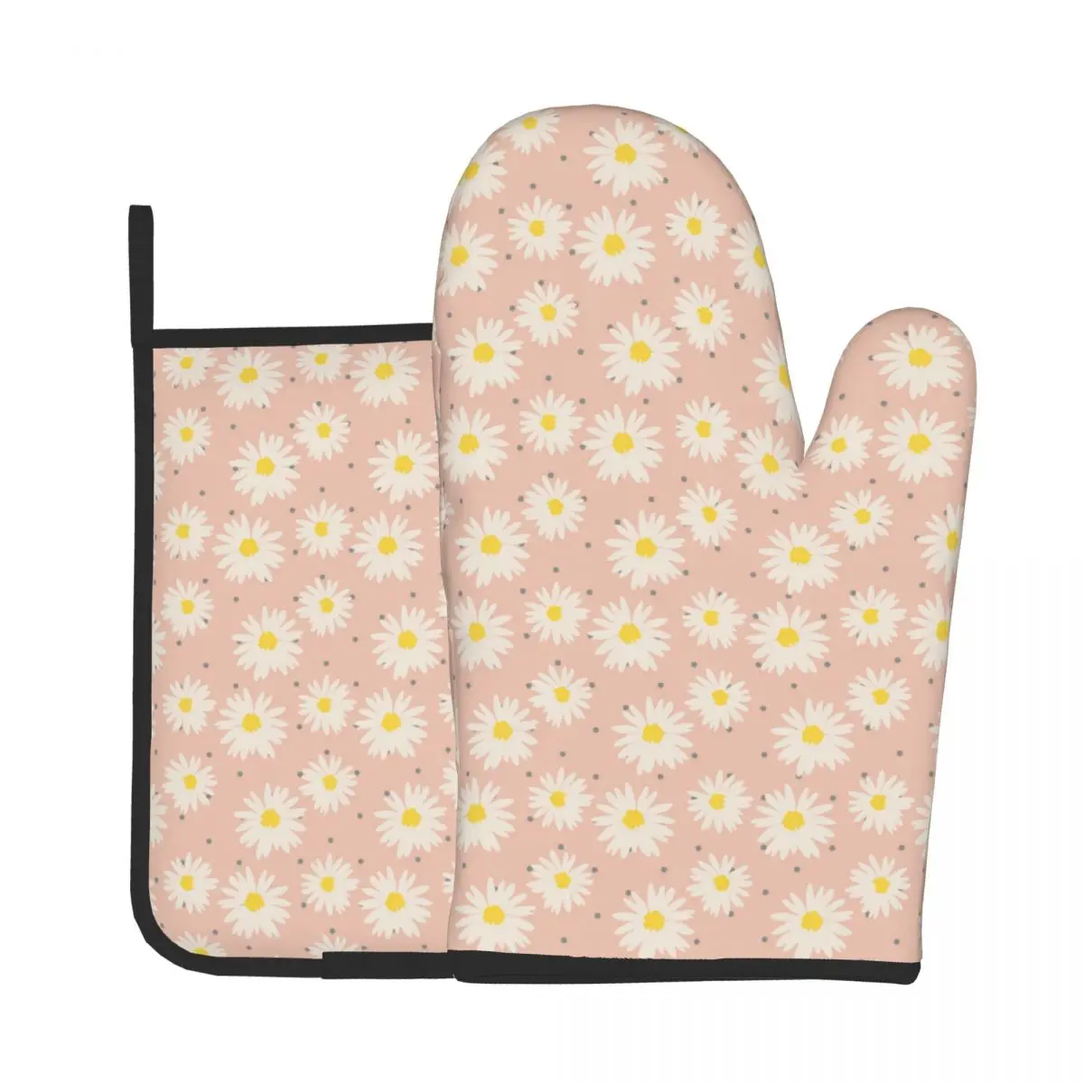 

Daisy Flower Potholder Kitchen Baking Oven Cooking Gloves Microwave Insulation Mat Oven Mitts Polyester Gloves Home Decor