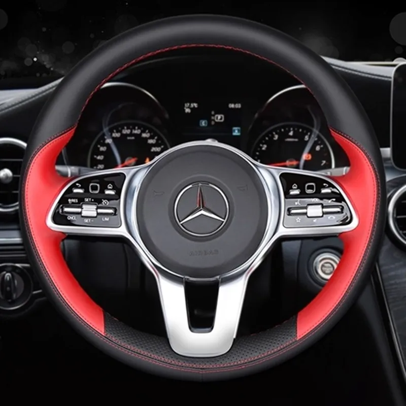 

DIY Hand-Stitched Leather Car Steering Wheel Cover for Mercedes-Benz GLE350 GLE320 GLE400 GLS450 SLC260 Interior Accessories
