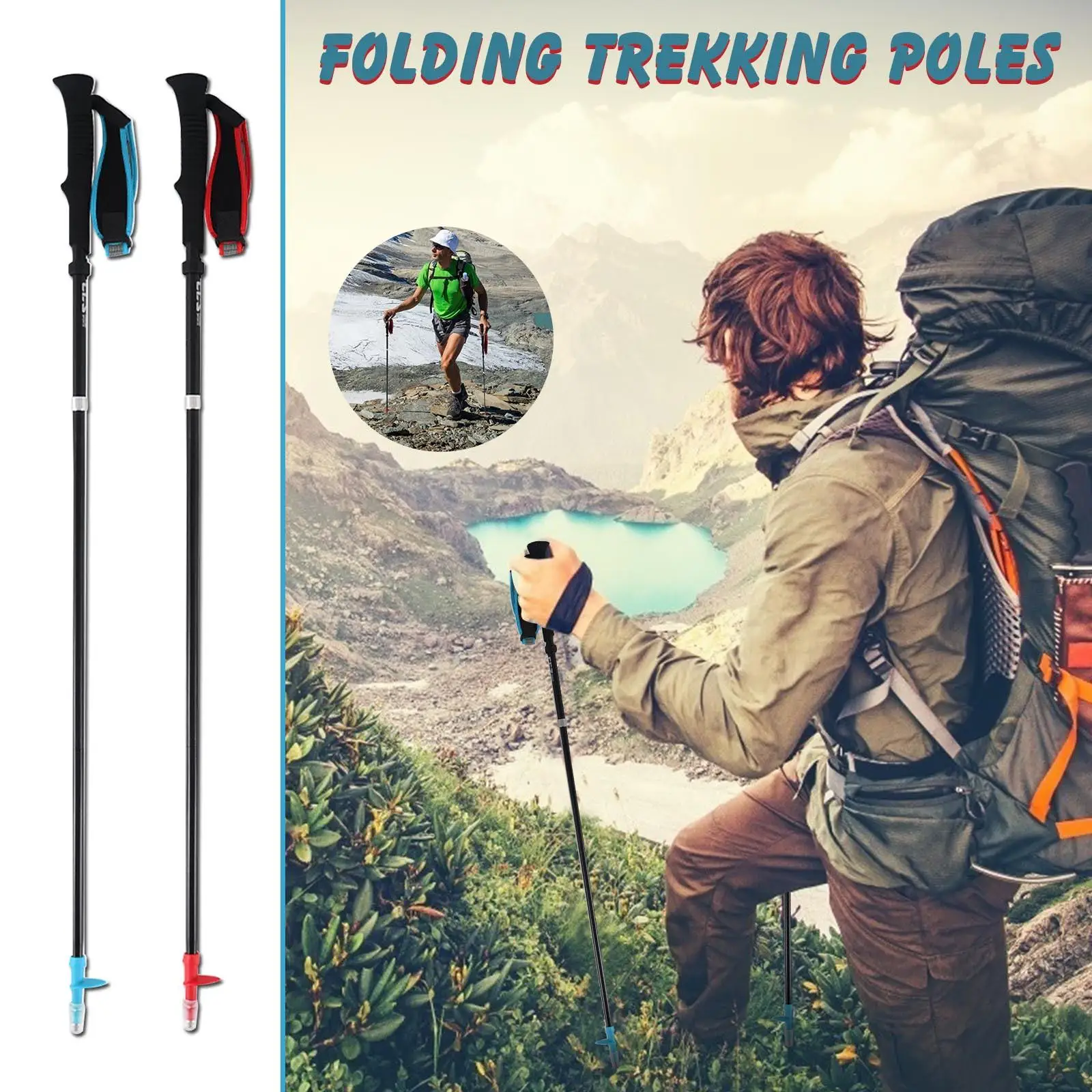 Складная телескопическая Трекинговая палка QHS 7075 из алюминиевого сплава, оборудование для улицы
