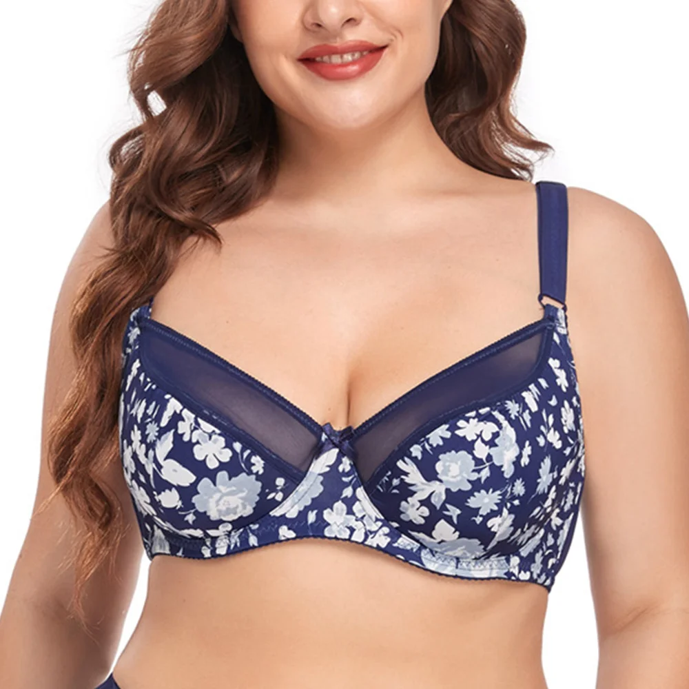 

Womens Bra Sexy Lingerie Light Padded Floral Plus Size Bralette Underwire Large Chest Female Underwear Tops Sostenes De Mujer