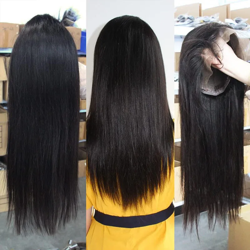 24Inch Straight Lace Front Wig Human Hair 180% Density Lace Front Wig Human Hair Baby Hair Brazilian Part Wig For Black Women