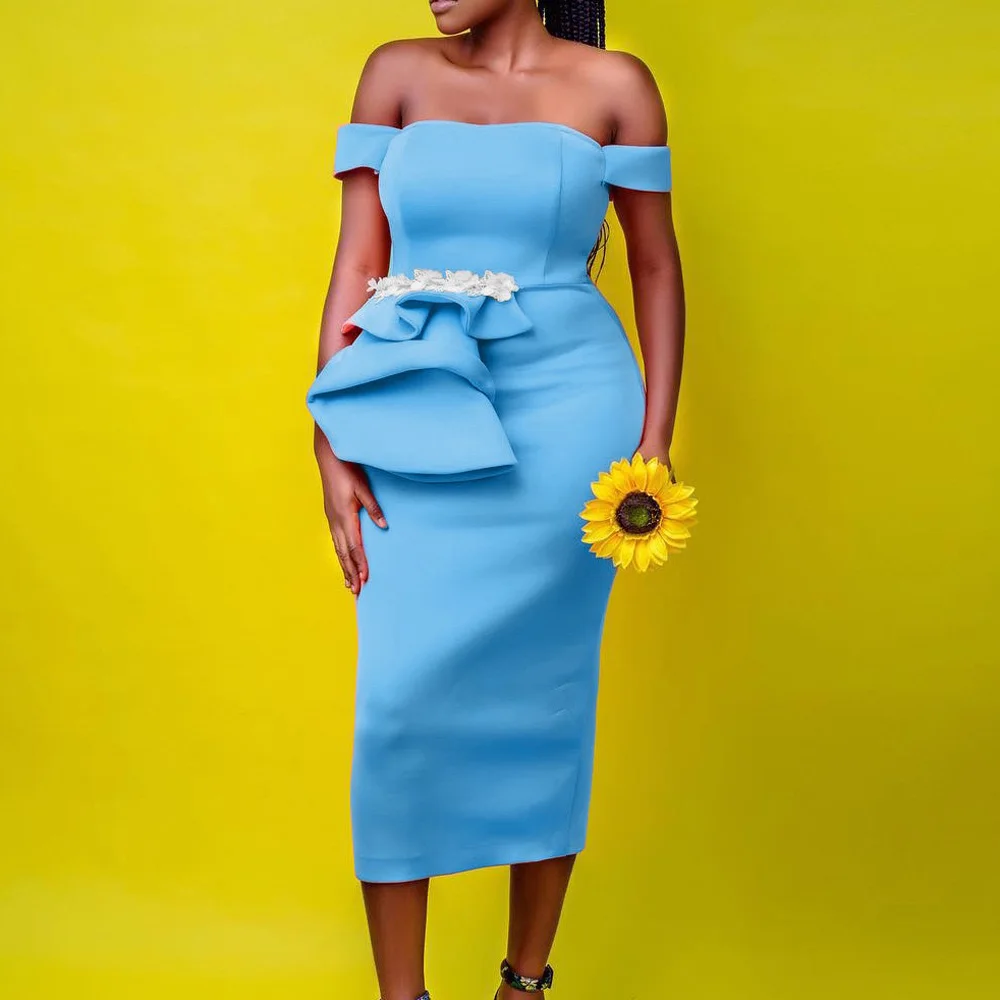 

Elegant Dresses for Women Summer 2023 Off the Shoulder Short Sleeve High Waisted Bodycon Fashion Birthday Party Dinner Vestidos
