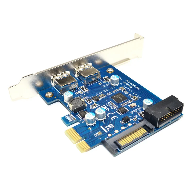 Карта расширения USB3.0 передняя 19-контактная + задняя 2-портовая плата UPD 720201