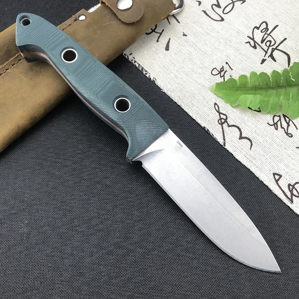 

162 BM Tactical Straight Knife 4.43" S30V Satin Blade G10 Handle Jungle Camping Fixed Blade Hunting Knife Collection Knife Edc