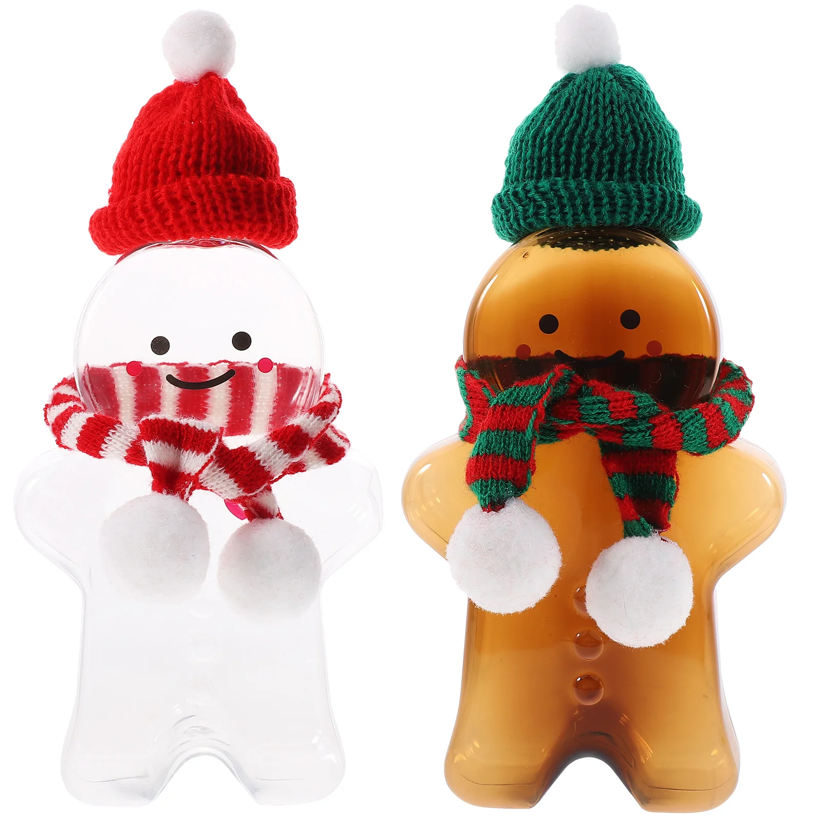 

2 Sets Juice Bottles Caps Christmas Candy Holder Biscuit Jar Plastic Cotton Creative Empty Kit